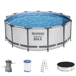 Bestway® Steel Pro MAX™ Aufstellpool Komplett-Set Mit Filterpumpe Ø 396 X 122 Cm, Lichtgrau, Rund 21 Bestway® Steel Pro MAX™ Aufstellpool Komplett-Set Mit Filterpumpe Ø 396 X 122 Cm, Lichtgrau, Rund -Garten- & Gewächshäuser Geschäft 002ba74ac15eed2bd83bbd0ab89b4353
