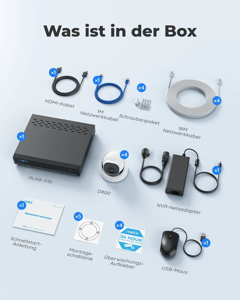 Reolink 4K Überwachungskamera Aussen Set, 8CH Videoüberwachung Mit 4X 8MP PoE IP Kamera Und 2TB HDD NVR Für 24/7 Aufnahme Innen Outdoor, Personenerkennung Und Fahrzeugerkennung, IP66, RLK8-800D4-A 18 Reolink 4K Überwachungskamera Aussen Set, 8CH Videoüberwachung Mit 4X 8MP PoE IP Kamera Und 2TB HDD NVR Für 24/7 Aufnahme Innen Outdoor, Personenerkennung Und Fahrzeugerkennung, IP66, RLK8-800D4-A – Bild 18