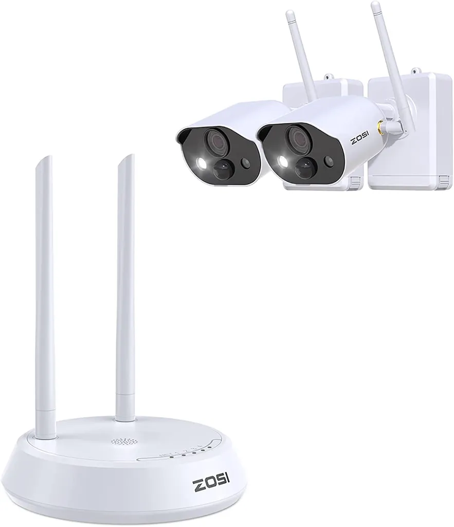 ZOSI 2X 2K Kabellos Außen Akku Überwachungskamera Mit 32GB Basisstation, 2er Batteriekamera Set, Zwei-Wege-Audio, Spotlight Alarm 1 ZOSI 2X 2K Kabellos Außen Akku Überwachungskamera Mit 32GB Basisstation, 2er Batteriekamera Set, Zwei-Wege-Audio, Spotlight Alarm