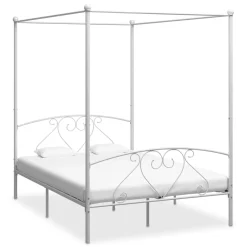 VidaXL Himmelbett-Gestell Weiß Metall 140 X 200 Cm