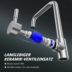 Wasserhahn Küche Edelstahl, M Mehoom Küchenarmatur 360° Drehbar, Mischbatterie Küche Mit Abnehmbarer ABS Sprudler, Spültischarmatur Mit G3/8'' Anschlüsse, Keramikkartusche, Hoher Auslauf (245mm) -Garten- & Gewächshäuser Geschäft 00cb6d6e04fe7968223077d22d2597e7