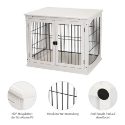 PawHut Hundehütte Hundehaus Transportbox Mit Tischoberfläche Kleintierkäfig Für Innen Hundebox Tierkäfig Haustier MDF Metall Weiß 81 X 58,5 X 66 Cm 15 PawHut Hundehütte Hundehaus Transportbox Mit Tischoberfläche Kleintierkäfig Für Innen Hundebox Tierkäfig Haustier MDF Metall Weiß 81 X 58,5 X 66 Cm -Garten- & Gewächshäuser Geschäft 00d6bfcdc69caf46a96f38aeddc24f61