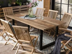 Möbilia Gartenstuhl 2er-Set Aus Teak Holz | Klappbar | B 47 X T 57 X H 89 Cm | Natur | 11020003 | Serie GARTEN