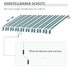 Outsunny Manuelle Gelenkarmmarkise 395 Cm Markise Mit Handkurbel Balkonmarkise Sonnenschutz Wandmontage Balkon Alu Weiß+Grün 395 X 245 Cm 14 Outsunny Manuelle Gelenkarmmarkise 395 Cm Markise Mit Handkurbel Balkonmarkise Sonnenschutz Wandmontage Balkon Alu Weiß+Grün 395 X 245 Cm -Garten- & Gewächshäuser Geschäft 01498af15ea1adb198eb0e6fecfdac0f