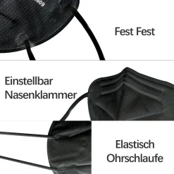 ARCOM 30 Stück Schwarz FFP2 Maske Atemschutzmaske Partikelfiltermaske Staubschutzmaske -Garten- & Gewächshäuser Geschäft 01570a5ae7454dda74fc8a7d6e2c1065