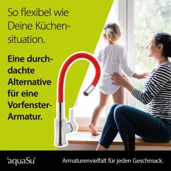 'aquaSu® Küchenarmatur Lago Multi 2.0 | Wasserhahn Küche | Spültischarmatur In Chrom-rot | Einhebelmischer Für Spüle | Auslauf Formbar & Schwenkbar | Keramikkartusche | Messing | 78887 8 -Garten- & Gewächshäuser Geschäft 0184fe9436936edead31ce06778aa620