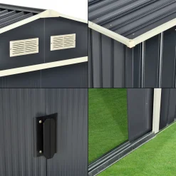 En.casa Gartenschuppen 277x191x192cm Aus Metall Gerätehaus Dunkelgrau -Garten- & Gewächshäuser Geschäft 018752feaf4169607a661a1f38c802c5