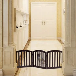 COSTWAY 3-teiliges Absperrgitter Hunde, Schutzgitter Holz, Klappbar, Treppengitter Hundeabsperrgitter Türschutzgitter, Braun -Garten- & Gewächshäuser Geschäft 01b8d5c7d94906f5988f082c7e80e356