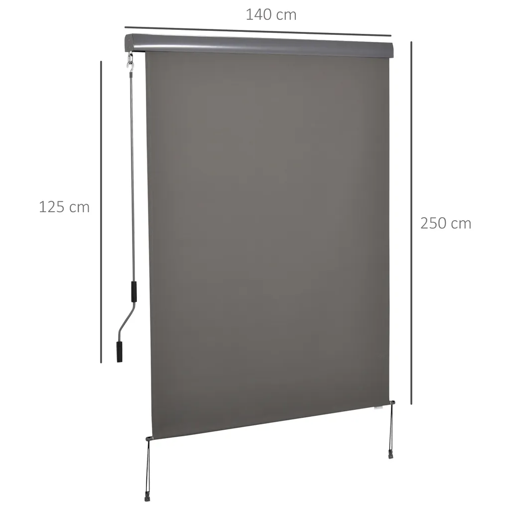 Outsunny Senkrechtmarkise Balkonmarkise Vertikalmarkise UV50+ Windschutz Seitenrollo Sichtschutz Mit Handkurbel Polyester+Aluminium Hellgrau 140 X 250 Cm 6 Outsunny Senkrechtmarkise Balkonmarkise Vertikalmarkise UV50+ Windschutz Seitenrollo Sichtschutz Mit Handkurbel Polyester+Aluminium Hellgrau 140 X 250 Cm – Bild 6
