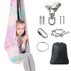Topchances Kinderschaukel Hängematte, Indoor Therapieschaukel, Kuschelhängematte Für Kinder Mit ADHS, Asperger, Sensorische Integrationstherapie Double Layer Pod Schaukelstuhl