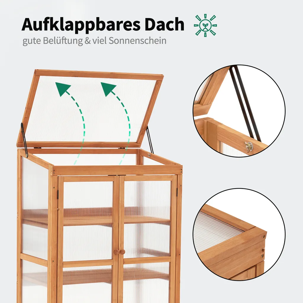 M MCombo Gewächshaus Frühbeet Aus Holz, Für Balkon & Garten, Klein Treibhaus Greenhouse Aufsatz Kasten Winterfest, 46*76*110cm, 0760 (Orange ) 5 M MCombo Gewächshaus Frühbeet Aus Holz, Für Balkon & Garten, Klein Treibhaus Greenhouse Aufsatz Kasten Winterfest, 46*76*110cm, 0760 (Orange ) – Bild 5
