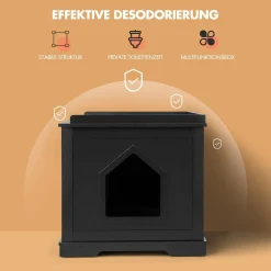 COSTWAY Katzenhaus Katzenhöhle mit Bett, Geschlossene Katzentoilette Mit Eingang, Haustierbox Haustierkiste Aus Holzstruktur, Großes Katzenklo Katzenschrank Für Katzen Hunde Haustier (Schwarz) 8 COSTWAY Katzenhaus Katzenhöhle mit Bett, Geschlossene Katzentoilette Mit Eingang, Haustierbox Haustierkiste Aus Holzstruktur, Großes Katzenklo Katzenschrank Für Katzen Hunde Haustier (Schwarz) -Garten- & Gewächshäuser Geschäft 023ba814e6afe900cdff670617658efc