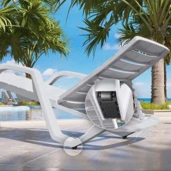 GGM Moebel International 2er-Set HAWAI | Sonnenliege | Kunststoff | +Arm | Weiß | Stapelbar | Strandliege, Bäderliege, Poolliege -Garten- & Gewächshäuser Geschäft 02442be91f39073789eca0083722f412