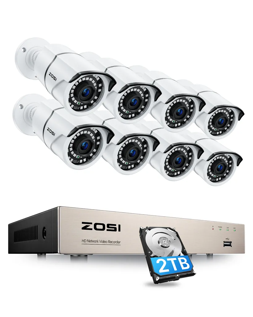 ZOSI 8CH 2K 5MP POE Überwachungskamea Set, 8X Netzwerk IP Kamera Überwachung Aussen Set Mit 2TB Festplatte, Bewegungserkennung, IR Nachtsicht 1 ZOSI 8CH 2K 5MP POE Überwachungskamea Set, 8X Netzwerk IP Kamera Überwachung Aussen Set Mit 2TB Festplatte, Bewegungserkennung, IR Nachtsicht