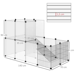 PawHut Freigehege Für Kleintier DIY 2-stöckig Meerschweinchen Gehege Welpenauslauf Kleintiergehege Freilaufgehege Für Kleintier Verformbar Erhöhbar Metall Kunststoff Schwarz 140 X 70 X 90 Cm -Garten- & Gewächshäuser Geschäft 028cda8752b2dda3db60aa0bcbee0df3