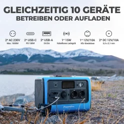 POWEROAK BLUETTI 1000W (Peak 1400W) Tragbares Stromerzeuger Solargenerator EB70 BLUE 716Wh Kraftwerk Backup LiFePo4 Battery Pack Für Camping Outdoor RV Stromausfall Home Off-grid -Garten- & Gewächshäuser Geschäft 029f31c649c50a85f86ea434f54a72de