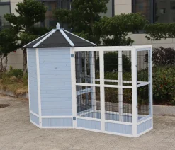 Dehner Vogelgehege Santorini, 60 X 116,4 X 136 Cm, Holz/Metall, Weiß/blau -Garten- & Gewächshäuser Geschäft 02c8090811cc2beed54099a79d20a2c7