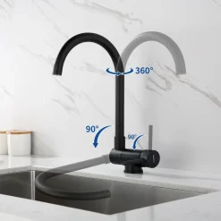 Lonheo Hochdruck Küchenarmatur Vorfenster 360° Drehbar, Umklappbar Wasserhahn Küche Aus Edelstahl, Spültischarmatur Einhebelmischer Mit Klappgriff, Schwarz -Garten- & Gewächshäuser Geschäft 02d2ac59245cb41ec059b2cbddae5779