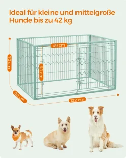 Feandrea Welpenauslauf, Welpenlaufstall 4-teilig, Schiebetür Mit 2 Riegeln, 122 X 80 X 70 Cm, Freilaufgehege Innen, Mintgrün PPK003C01 12 Feandrea Welpenauslauf, Welpenlaufstall 4-teilig, Schiebetür Mit 2 Riegeln, 122 X 80 X 70 Cm, Freilaufgehege Innen, Mintgrün PPK003C01 -Garten- & Gewächshäuser Geschäft 02d6b30c5a9491250ae6cd39c418c57a