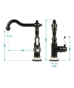 Calmwaters® Spültischarmatur Im Vintage-Look, Küchenarmatur Mit Keramikkartusche, Retro-Wasserhahn Küche, 360° Drehbar, Einhebelmischer Spüle, Weiße Keramik-Details, Messing, Schwarz, 12PZ5606 -Garten- & Gewächshäuser Geschäft 036915aa1620698ffd35aa64763cc395