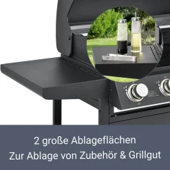 Juskys BBQ Gasgrill Dakota – Grillwagen Mit 5 Brenner 18 KW - Barbecue Grill Inkl. Deckel, Warmhalterost, Seitenablagen, Thermometer & Abdeckplane -Garten- & Gewächshäuser Geschäft 03c771bc3665d698764ba1720f3d53f9