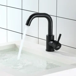 Auralum Badarmatur 360° Drehbar Waschtischarmatur Mit Ablaufgarnitur, Wasserhahn Bad Mit Pop Up, Schwarz -Garten- & Gewächshäuser Geschäft 0467687318c372ecf3312ed17b3d6e2a