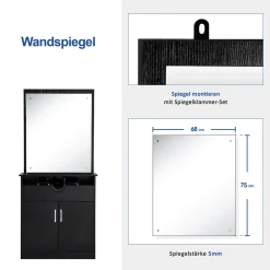 Barberpub Friseur Waschtisch Friseurwaschplatz 3130BK, Mit Waschbecken, Mit Wandspiegel, Mit Unterschrank 80 Cm, Friseur Salon SPA Friseureinrichtung, MFC+PVC, Schwarz, 47,5 X 84 X 169 Cm 11 Barberpub Friseur Waschtisch Friseurwaschplatz 3130BK, Mit Waschbecken, Mit Wandspiegel, Mit Unterschrank 80 Cm, Friseur Salon SPA Friseureinrichtung, MFC+PVC, Schwarz, 47,5 X 84 X 169 Cm -Garten- & Gewächshäuser Geschäft 04e516bf598e17b9bfca18e0a3e80813