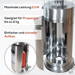 TroniTechnik® Heizstrahler Gas Heizpilz Heizgerät Terrassenheizer Terrassenheizstrahler 11 KW Gasheizstrahler Inkl. Schutzhülle Edelstahl 12 TroniTechnik® Heizstrahler Gas Heizpilz Heizgerät Terrassenheizer Terrassenheizstrahler 11 KW Gasheizstrahler Inkl. Schutzhülle Edelstahl -Garten- & Gewächshäuser Geschäft 04e6d01e7a06cb286d6cc19f8c7654c8