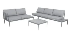 Acamp® PAROS Lounge Set 4-teilig Gartenlounge Sitzecke Lounge 56270, Gestell: Aluminum Pulverbeschichtet, Seitenteile: Akazienholz -Garten- & Gewächshäuser Geschäft 04ef49f9ee850394746d12d3fa002f91