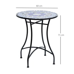 Outsunny Gartentisch Mosaiktisch Balkontisch Beistelltisch Seviertisch Rund Stahl + Keramik Blau + Weiß Ø60 X H71 Cm 9 Outsunny Gartentisch Mosaiktisch Balkontisch Beistelltisch Seviertisch Rund Stahl + Keramik Blau + Weiß Ø60 X H71 Cm -Garten- & Gewächshäuser Geschäft 05001e03b9205419d90fbc2ac6b0e04f
