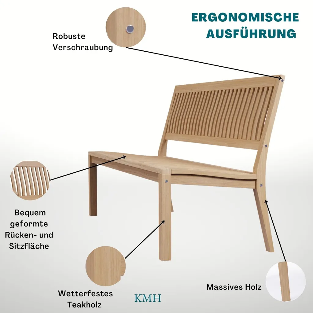 KMH® TEAK 3-sitzer Bank *Lea* O.A. 2 KMH® TEAK 3-sitzer Bank *Lea* O.A. – Bild 2