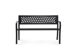 909 OUTDOOR Schwarze Gartenbank Aus Stahl, Wetterfeste Parkbank Mit Armlehnen, Sitzbank Für Balkon, Garten & Terrasse, 2-Sitzer Bank 125 X 53 X 77 Cm