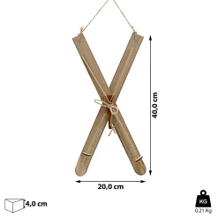 CEPEWA Deko Ski Zum Auhängen H40cm Holzski Skipaar Winterdeko Weihnachtsdeko Schnee Skihütte