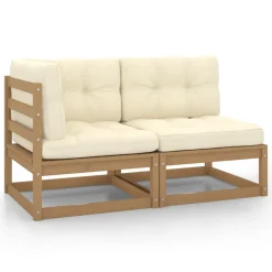 VidaXL 2tlg. Garten-Lounge-Set Mit Kissen Honigbraun Massivholz Kiefer