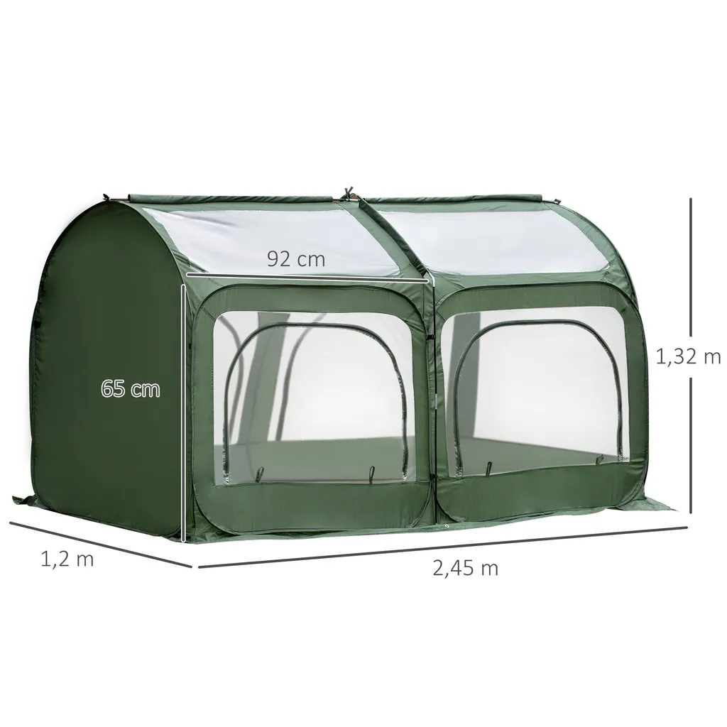 Outsunny Pop-Up Gewächshaus Mit 4 Reißverschlusstüren Treibhaus Tomatenhaus Frühbeet Stahl PVC Transparent 250 X 125 X 135 Cm 5 Outsunny Pop-Up Gewächshaus Mit 4 Reißverschlusstüren Treibhaus Tomatenhaus Frühbeet Stahl PVC Transparent 250 X 125 X 135 Cm – Bild 5