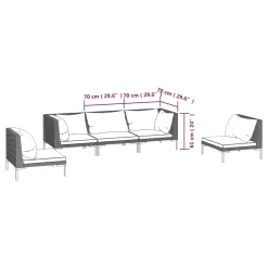 VidaXL 5-tlg. Garten-Lounge-Set Mit Kissen Poly Rattan Dunkelgrau -Garten- & Gewächshäuser Geschäft 06941c52c474d646f0774cfbfe3ff72a