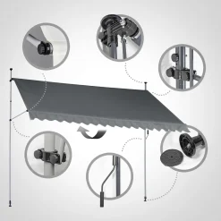 FF Europe Jago® Klemmmarkise - 300/350/400x80cm, Höhenverstellbar, Kurbel, Wasserabweisend, UV-Schutz, Terrasse, Sonnenschutz, Farbwahl - Balkon, Sonnenmarkise, Terrassenmarkise (350 X 80 Cm, Anthrazit) 14 FF Europe Jago® Klemmmarkise - 300/350/400x80cm, Höhenverstellbar, Kurbel, Wasserabweisend, UV-Schutz, Terrasse, Sonnenschutz, Farbwahl - Balkon, Sonnenmarkise, Terrassenmarkise (350 X 80 Cm, Anthrazit) -Garten- & Gewächshäuser Geschäft 06d2b0842d01ecc6f793162ae146ba38