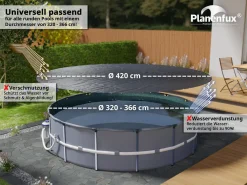 Planenfux® Pool Abdeckplane Für Ø 320 - 366 Cm Rundpools | 2-in-1 Poolabdeckung Rund Aus 200g/m² PE Material | UV-resistente Sommer- & Winterabdeckplane (Ø 420 Cm) -Garten- & Gewächshäuser Geschäft 06fb2e64ebb7921425d19696a6100f4b