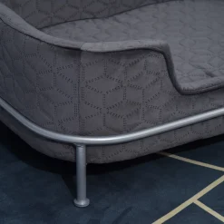PawHut Hundesofa Mit Rückenlehne Haustiersofa Mit Metallbeinen Hundebett Weichem Bezug Katzensofa Metall Grau+Silber 63,5 X 43 X 24,5 Cm -Garten- & Gewächshäuser Geschäft 070544647b008bbb2317da55e3872f6b