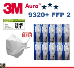 10er Pack 3M™ Aura™ Atemschutzmaske 9320+ FFP2 FFP 2 I CE2797 I Ohne Ventil