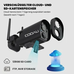 COOAU Überwachungskamera Außen Akku, Kabellose WLAN Kamera Outdoor Mit PIR-Sensor, Personen/Autoerkennung, 15m Nachtsicht, 2-Wege Audio, IP65, Schwarz -Garten- & Gewächshäuser Geschäft 0720c286ea08ef557734283f93255e53 1