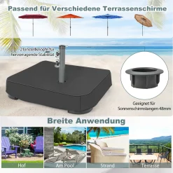 COSTWAY Sonnenschirmständer Mit Sandsäcken (90 Kg Füllkapazität), 2 Feststellknöpfen, Sonnenschirm Ständer Befüllbar, Schirmständer Marktschirmständer Für Terrasse, Garten 10 COSTWAY Sonnenschirmständer Mit Sandsäcken (90 Kg Füllkapazität), 2 Feststellknöpfen, Sonnenschirm Ständer Befüllbar, Schirmständer Marktschirmständer Für Terrasse, Garten -Garten- & Gewächshäuser Geschäft 07954a0a261015eb7b1b19f285fea82c