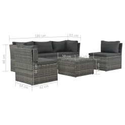 VidaXL 4-tlg. Garten-Lounge-Set Mit Polstern Poly Rattan Grau -Garten- & Gewächshäuser Geschäft 07e7011c8502d60414fa795589bb00c0