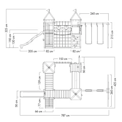 WICKEY Spielturm Ritterburg Smart Queen Mit Schaukel & Rutsche, Spielhaus Mit Sandkasten, Kletterleiter & Spiel-Zubehör - Blau -Garten- & Gewächshäuser Geschäft 080399c5edab6ae54188474f5f76c245