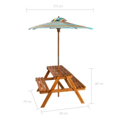 VidaXL Kinder-Picknicktisch Sonnenschirm 79x90x60cm Massivholz Akazie -Garten- & Gewächshäuser Geschäft 0804f16cb0dcc41591468adcd52b7df4