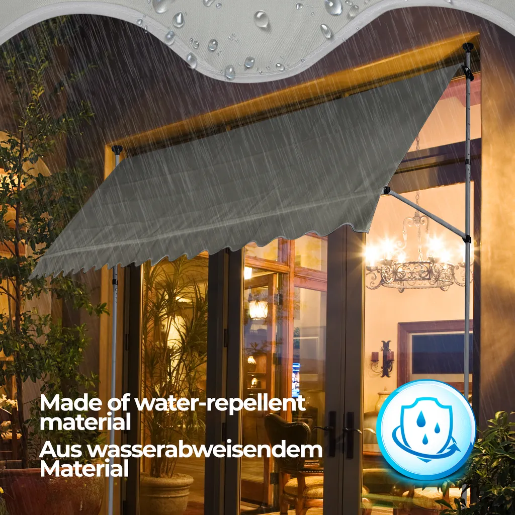 FF Europe Jago® Klemmmarkise - 300/350/400x80cm, Höhenverstellbar, Kurbel, Wasserabweisend, UV-Schutz, Terrasse, Sonnenschutz, Farbwahl - Balkon, Sonnenmarkise, Terrassenmarkise (350 X 80 Cm, Anthrazit) 5 FF Europe Jago® Klemmmarkise - 300/350/400x80cm, Höhenverstellbar, Kurbel, Wasserabweisend, UV-Schutz, Terrasse, Sonnenschutz, Farbwahl - Balkon, Sonnenmarkise, Terrassenmarkise (350 X 80 Cm, Anthrazit) – Bild 5