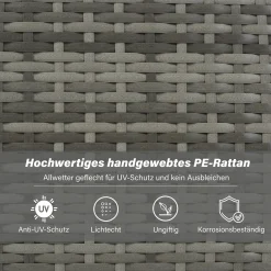 Merax Gartenlounge-Set Polyrattan Lounge Für 9 Personen, 5er Ecksofa, 1xTisch Mit Glas, 4x Hocker Mit Kissen, Gartenmöbel Set Balkonset, Grau 17 Merax Gartenlounge-Set Polyrattan Lounge Für 9 Personen, 5er Ecksofa, 1xTisch Mit Glas, 4x Hocker Mit Kissen, Gartenmöbel Set Balkonset, Grau -Garten- & Gewächshäuser Geschäft 084bc37da67a1f891065ea52a6264354