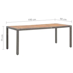 VidaXL Gartentisch Grau 190x90x75 Cm Poly Rattan Und Akazie Massivholz -Garten- & Gewächshäuser Geschäft 0870bc9f792c811acab221fe03310045