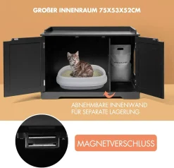 COSTWAY Katzenhaus Katzenhöhle mit Bett, Geschlossene Katzentoilette Mit Eingang, Haustierbox Haustierkiste Aus Holzstruktur, Großes Katzenklo Katzenschrank Für Katzen Hunde Haustier (Schwarz) 7 COSTWAY Katzenhaus Katzenhöhle mit Bett, Geschlossene Katzentoilette Mit Eingang, Haustierbox Haustierkiste Aus Holzstruktur, Großes Katzenklo Katzenschrank Für Katzen Hunde Haustier (Schwarz) -Garten- & Gewächshäuser Geschäft 088c4d121b685c27240ab215f7f3e646