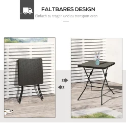 Outsunny Gartentisch Klappbar Falttisch Klapptisch Klappbar Beistelltisch Balkontisch Picknicktisch Campingtisch Kunststoff Metall Braun 60 X 60 X 74 Cm -Garten- & Gewächshäuser Geschäft 08909ea6eae576c3249d279f1a3b652a